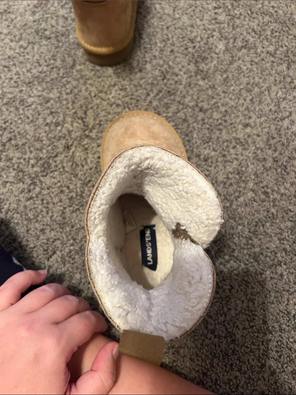 Lands' End Kids Suede Pull-On Boots - Tan/Brown